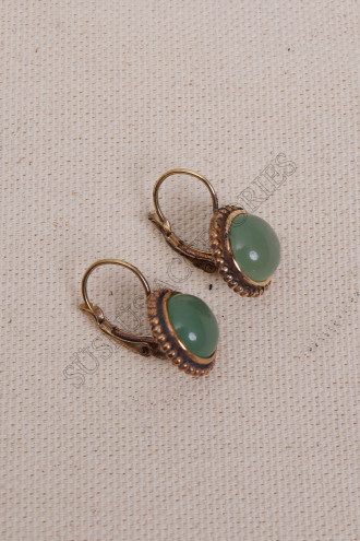 Ortası Aventurin Taşlı Otantik Küpe