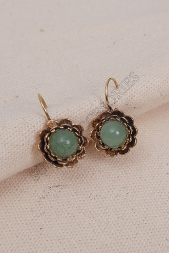 Aventurin Taşlı Çiçek Model Otantik Küpe