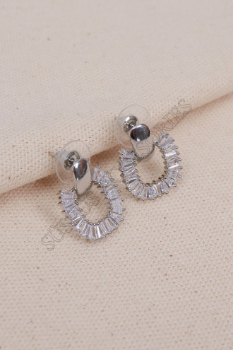 Baget Taşlı Silver Küpe