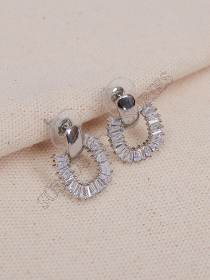 Baget Taşlı Silver Küpe