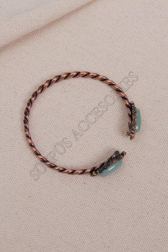Aventurin Taşlı Örgü Model Bakır Bileklik Aventurin Taşlı Örgü Model Bakır Bileklik