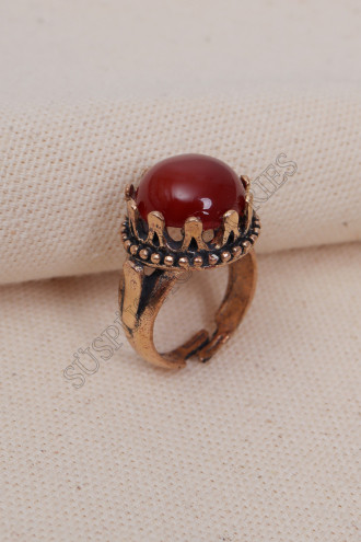 Akik Taşlı Büyük Taç Model Yüzük