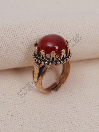 Akik Taşlı Büyük Taç Model Yüzük