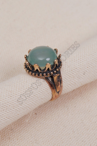 Aventurin Taşlı Büyük Taç Model Yüzük