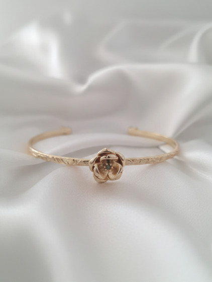 Gold Renk Dövme Kelepçeli Doğum Ayı Çiçeği Bilezik (Ağustos)