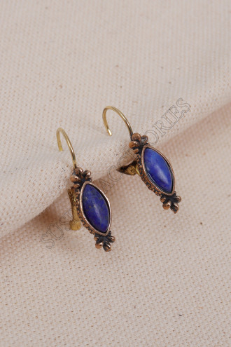 Lapis Taşlı Küçük Mekik Model Otantik Küpe