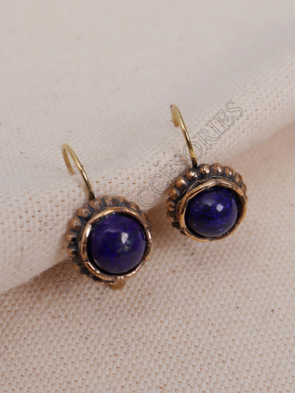 Lapis Taşlı Oval Otantik Küpe