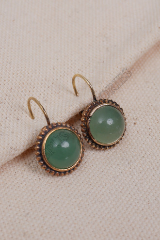 Ortası Aventurin Taşlı Otantik Küpe