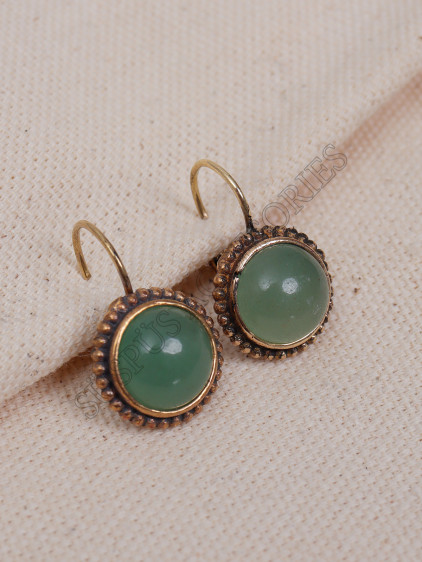 Ortası Aventurin Taşlı Otantik Küpe