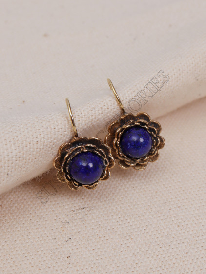 Lapis Taşlı Çiçek Model Otantik Küpe
