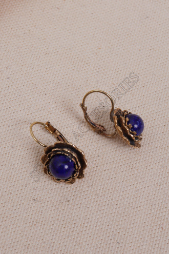 Lapis Taşlı Çiçek Model Otantik Küpe