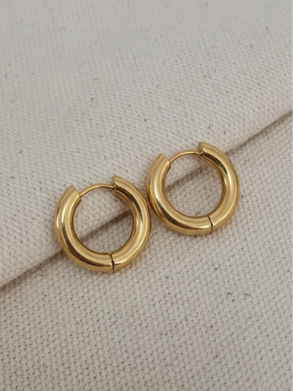 Mini Halka Gold Çelik Küpe