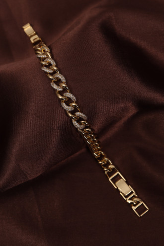 14k Xuping Gold Renk Zirkon Taşlı Zincir Model Bileklik 17 + 2 cm