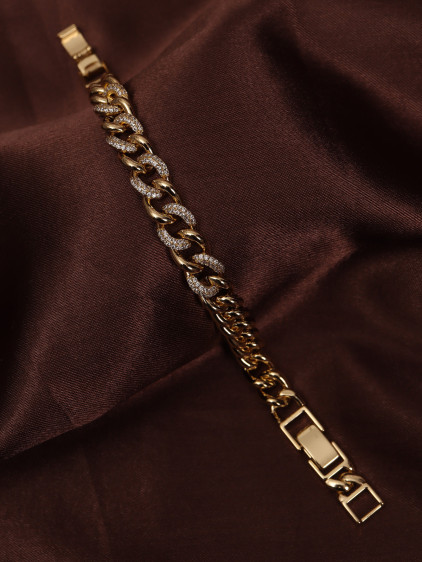 14k Xuping Gold Renk Zirkon Taşlı Zincir Model Bileklik 17 + 2 cm