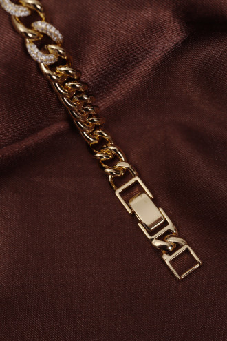 14k Xuping Gold Renk Zirkon Taşlı Zincir Model Bileklik 17 + 2 cm