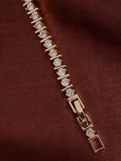 14k Xuping Gold Renk Zirkon Taşlı Suyolu Modeli Bileklik 17 + 2 cm