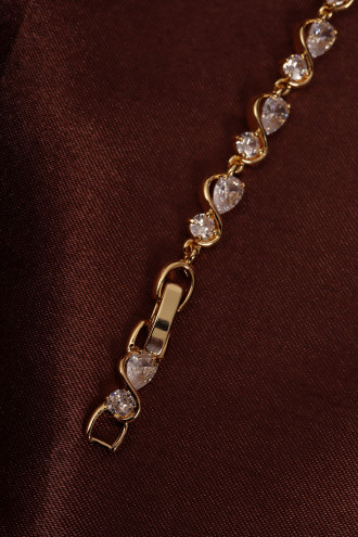 14k Xuping Gold Renk Zirkon Taşlı Dalgalı Suyolu Model Bileklik 17 + 2 cm