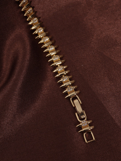 14k Xuping Gold Renk Zirkon Taşlı Kılçık Model Bileklik 17 + 2 cm