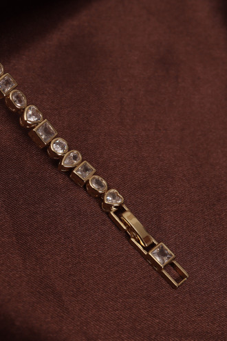 14k Xuping Gold Renk Zirkon Taşlı Geometrik Model Bileklik 17 + 2 cm