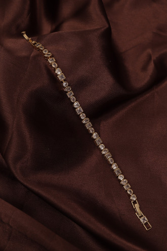 14k Xuping Gold Renk Zirkon Taşlı Geometrik Model Bileklik 17 + 2 cm