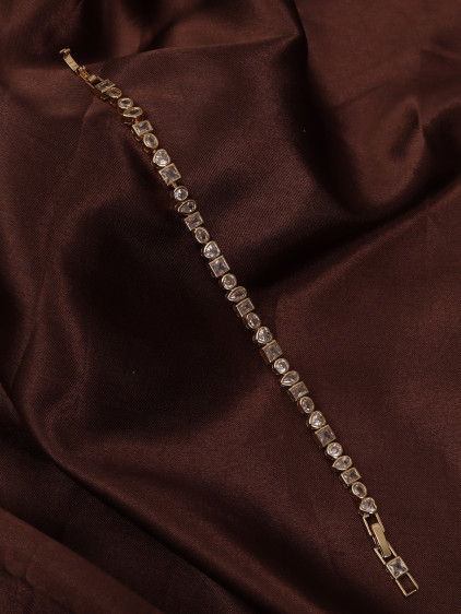 14k Xuping Gold Renk Zirkon Taşlı Geometrik Model Bileklik 17 + 2 cm