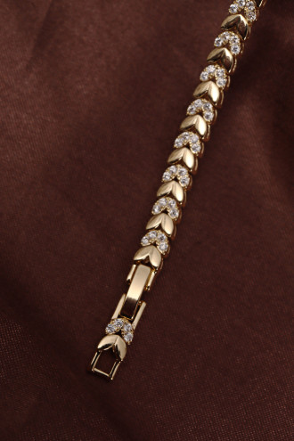 14k Xuping Gold Renk Zirkon Taşlı Başak Modeli Bileklik 17 + 2 cm