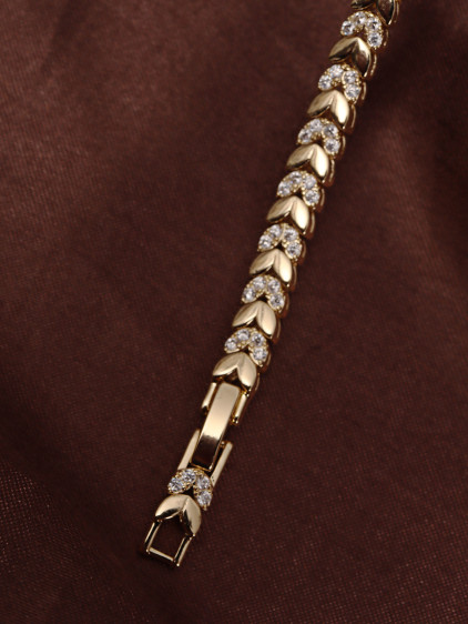 14k Xuping Gold Renk Zirkon Taşlı Başak Modeli Bileklik 17 + 2 cm
