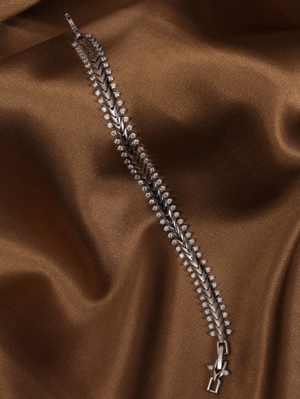 14k Xuping Silver Renk Uçları Zirkon Taşlı Balıksırtı Desenli Bileklik 17 + 2 cm