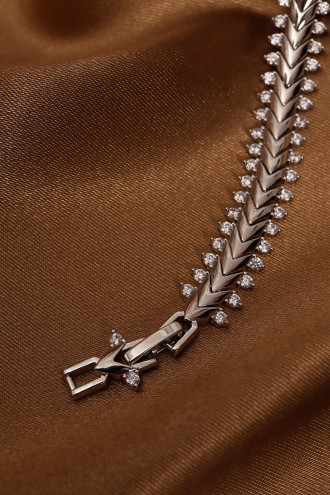 14k Xuping Silver Renk Uçları Zirkon Taşlı Balıksırtı Desenli Bileklik 17 + 2 cm