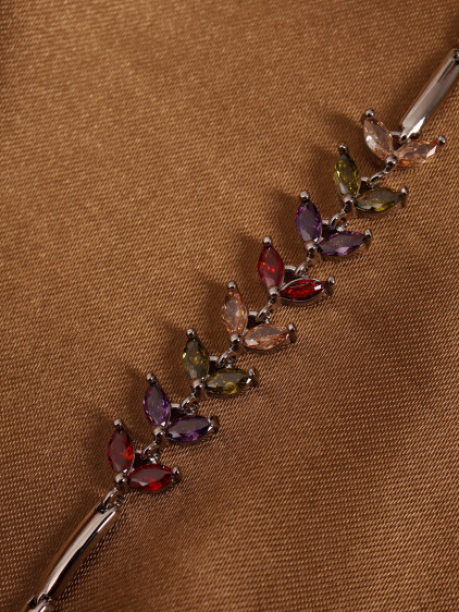 14k Xuping Silver Renk Zirkon Taşlı Renkli Başak Modeli Bileklik 17 + 2 cm