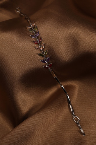 14k Xuping Silver Renk Zirkon Taşlı Renkli Başak Modeli Bileklik 17 + 2 cm