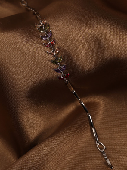 14k Xuping Silver Renk Zirkon Taşlı Renkli Başak Modeli Bileklik 17 + 2 cm