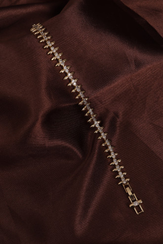 14k Xuping Gold Renk Suyolu Zirkon Taşlı Dikenli Tel Modeli Bileklik 17 + 2 cm