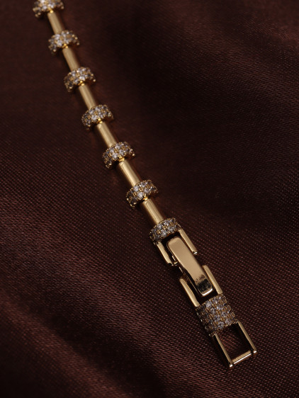 14k Xuping Gold Renk Zirkon Taşlı Şerit Çubuk Model Bileklik 17 + 2 cm