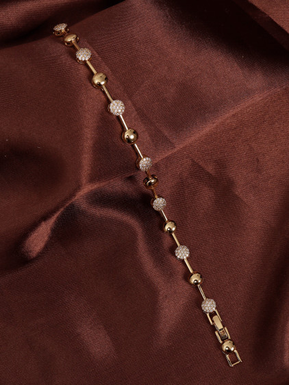 14k Xuping Gold Renk Zirkon Taşlı Yuvarlak Detay Bileklik 17 + 2 cm