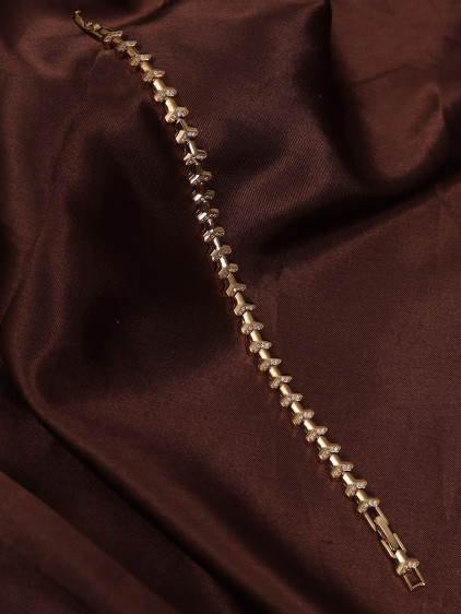 14k Xuping Gold Renk Zirkon Taşlı Y Model Bileklik 17 + 2 cm