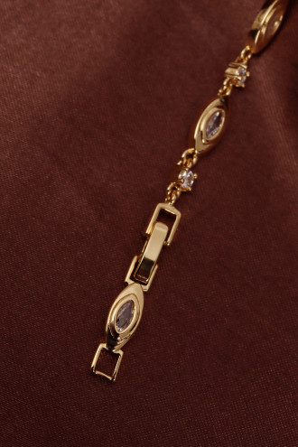 14k Xuping Gold Renk Zirkon Taşlı Badem Modeli Bileklik 17 + 2 cm