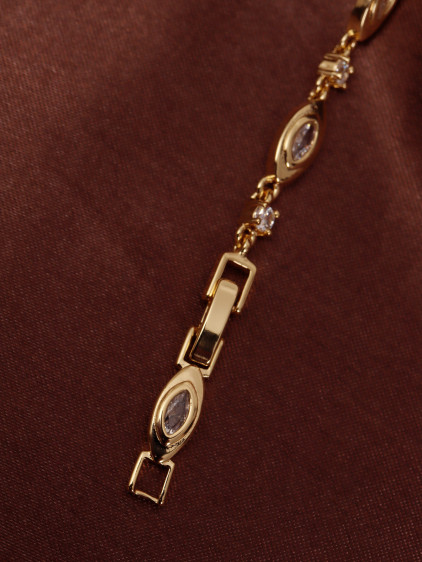 14k Xuping Gold Renk Zirkon Taşlı Badem Modeli Bileklik 17 + 2 cm