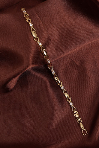 14k Xuping Gold Renk Zirkon Taşlı Fiyonk Model Bileklik 17 + 2 cm