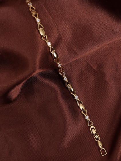 14k Xuping Gold Renk Zirkon Taşlı Fiyonk Model Bileklik 17 + 2 cm