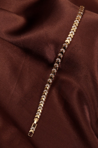 14k Xuping Gold Renk Zirkon Taşlı Başak Modeli Bileklik 17 + 2 cm