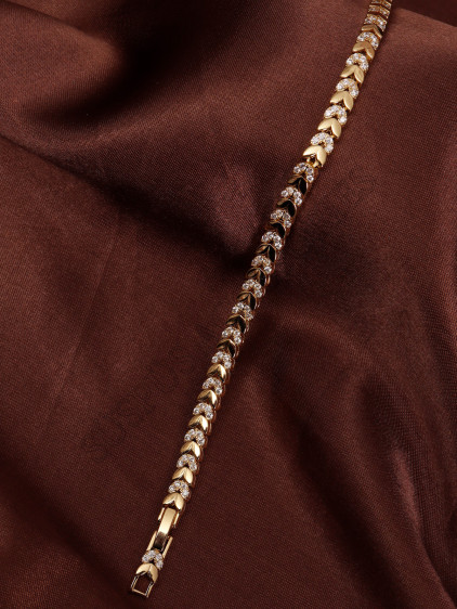 14k Xuping Gold Renk Zirkon Taşlı Başak Modeli Bileklik 17 + 2 cm