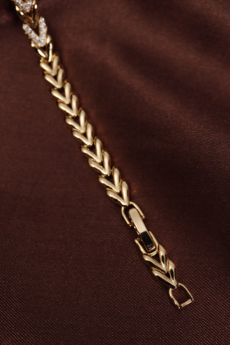 14k Xuping Gold Renk Zirkon Taşlı Balıksırtı Desenli Bileklik 17 + 2 cm