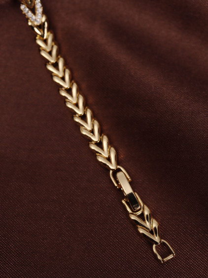 14k Xuping Gold Renk Zirkon Taşlı Balıksırtı Desenli Bileklik 17 + 2 cm