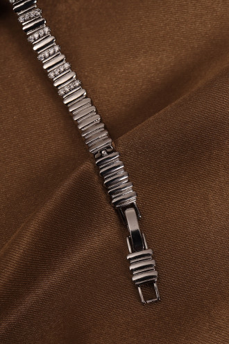 14k Xuping Silver Renk Zirkon Taşlı Sık Şerit Detaylı Bileklik 17 + 2 cm