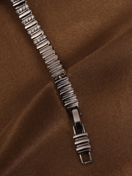 14k Xuping Silver Renk Zirkon Taşlı Sık Şerit Detaylı Bileklik 17 + 2 cm