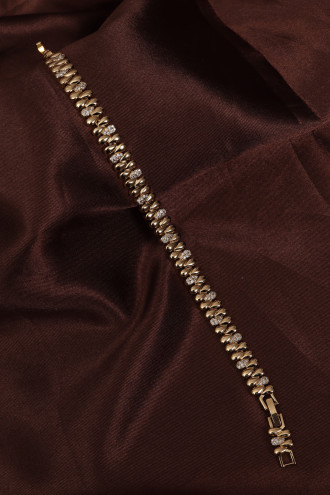 14k Xuping Gold Renk Zirkon Taşlı Badem Sıralı Bileklik 17 + 2 cm