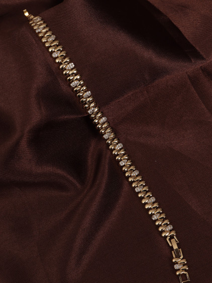 14k Xuping Gold Renk Zirkon Taşlı Badem Sıralı Bileklik 17 + 2 cm