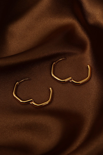 Mini Asimetrik Beşgen Gold Çelik Küpe