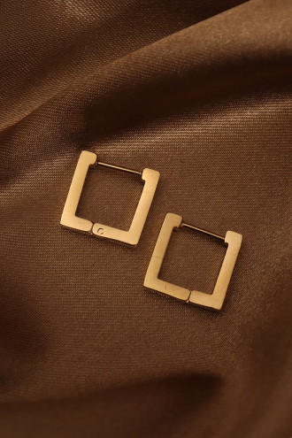 Mini Kare Model Gold Çelik Küpe
